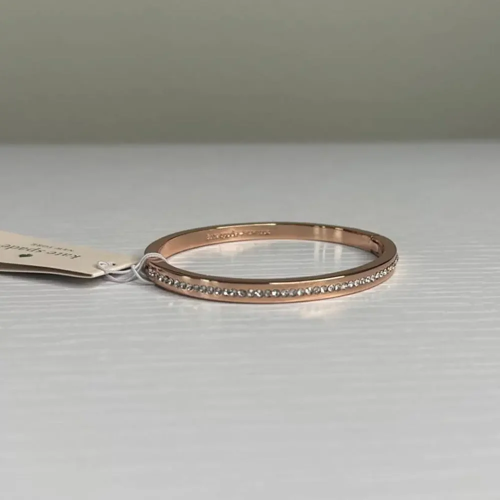 Kate Spade Rose Gold Tone RING IT UP Clear Pave Hinged Bangle Bracelet - Picture 2 of 5
